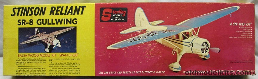 Sterling 1/16 Stinson SR-8 Reliant Gull Wing - 31 inch Wingspan for R/C, E8 plastic model kit